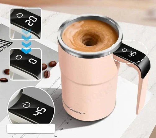 Taza de café autoagitadora recargable — preparación mediante rotación magnética