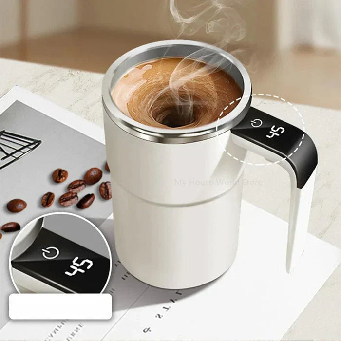Taza de café autoagitadora recargable — preparación mediante rotación magnética