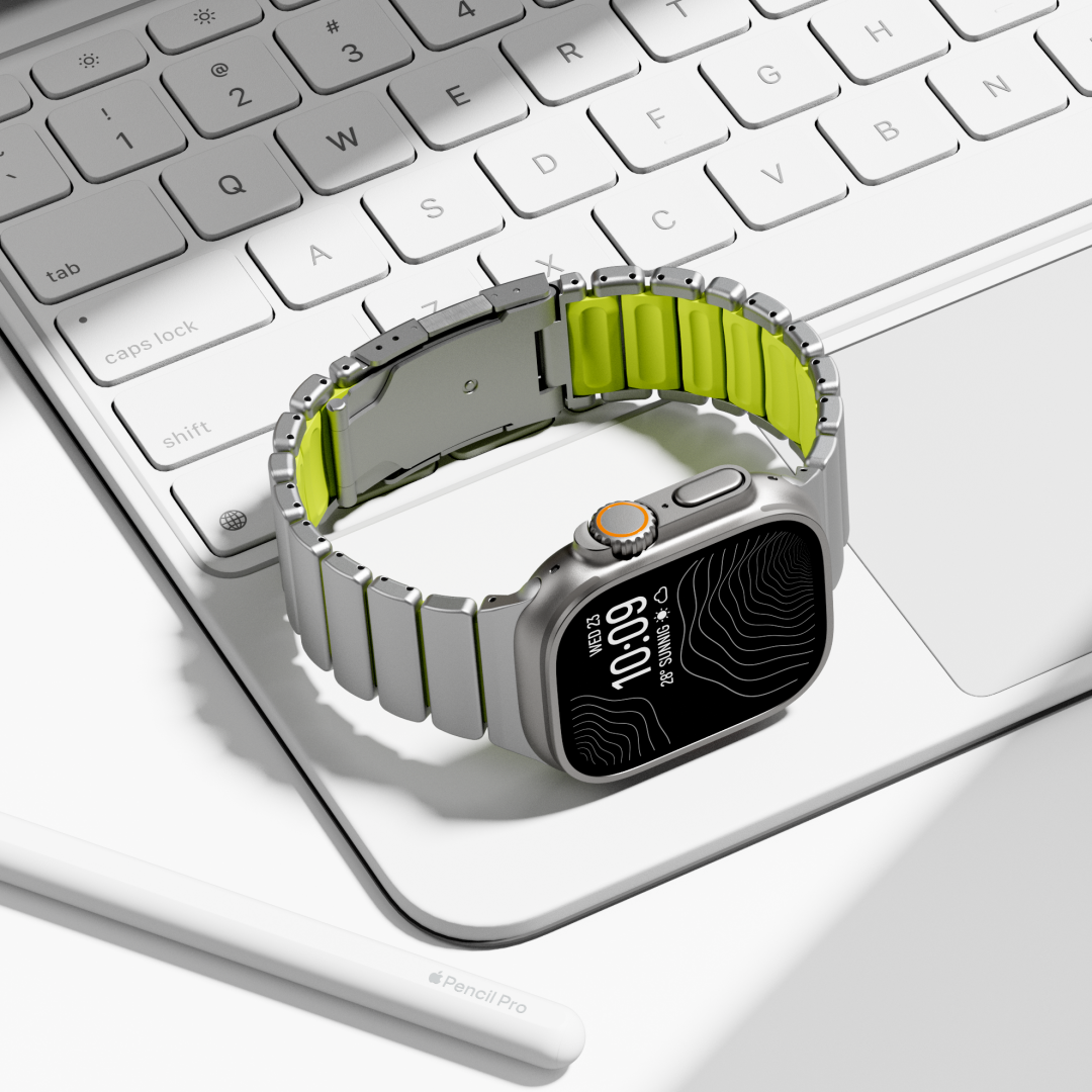 Curea GEMINI Titanium Band pentru Apple Watch Ultra — rezistentă la apă