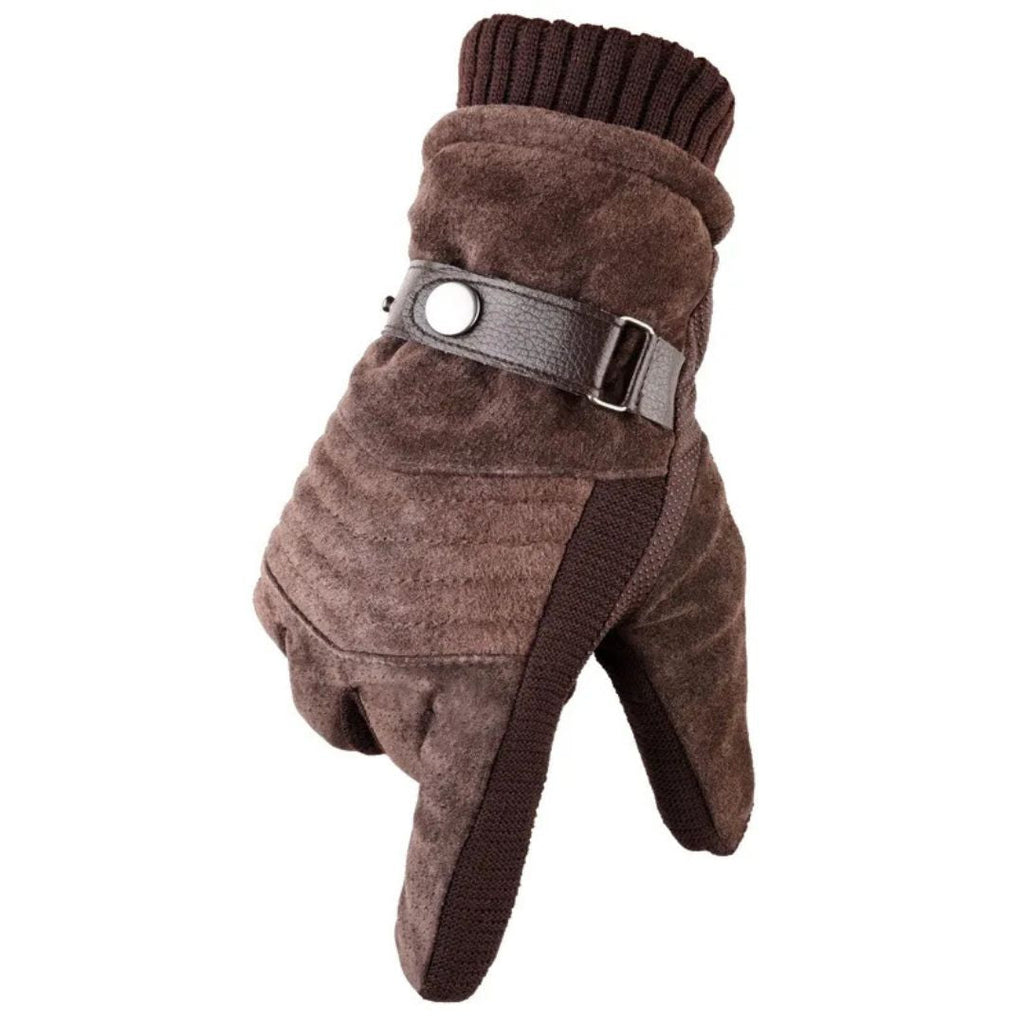 Men's Touch Screen Winter Gloves — Warmth, Genuine Leather Strap