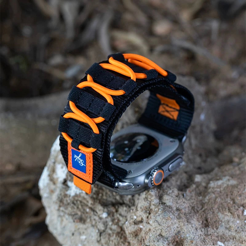 Designet, vevd nylonrem til Apple Watch — robust militærstil