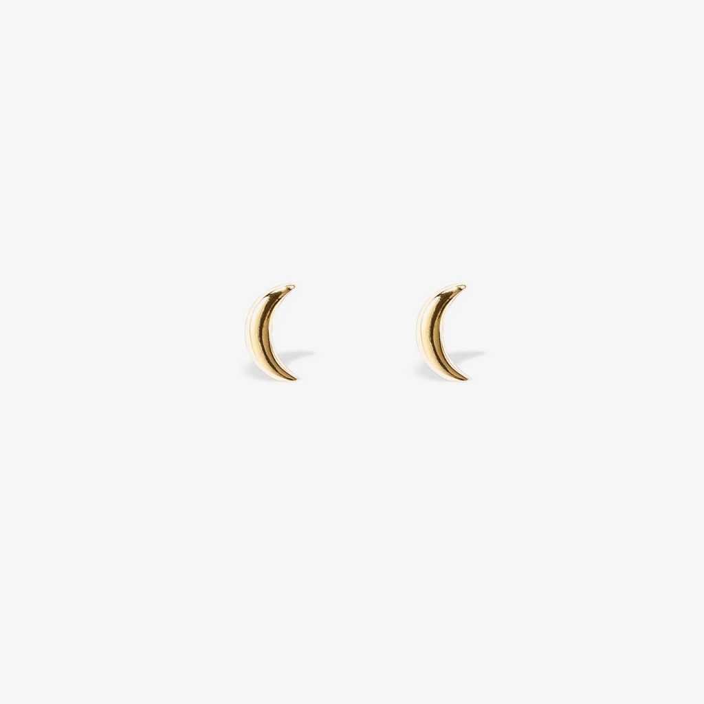 أقراط Tiny Moon هلالية بمسمار لولبي خلفي — أقراط بظهر مسطح