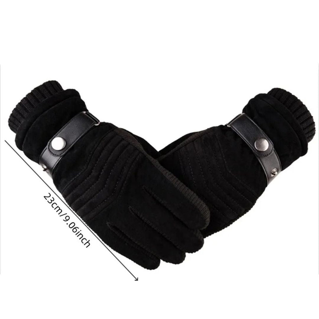 Men's Touch Screen Winter Gloves — Warmth, Genuine Leather Strap