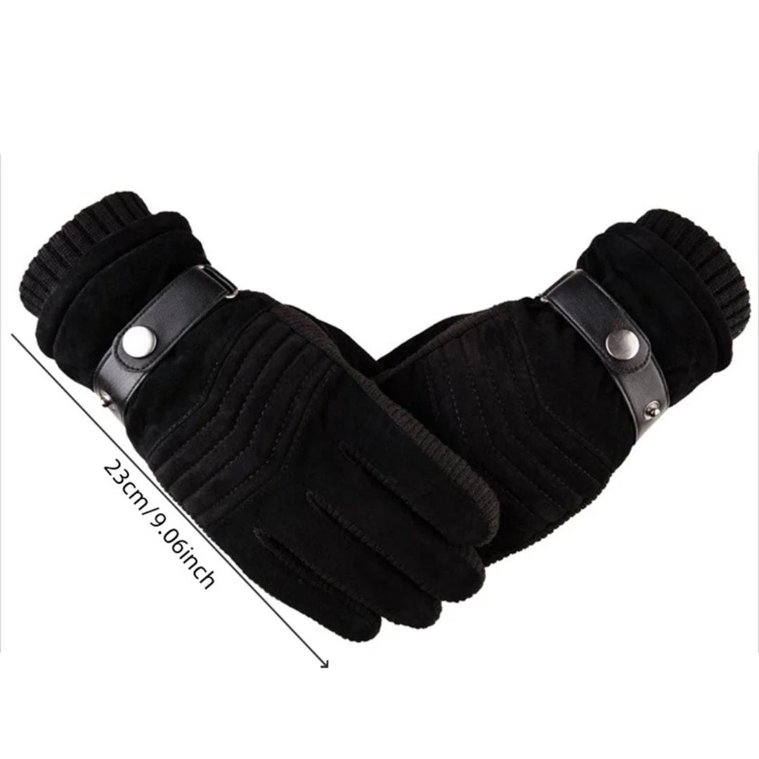 Men's Touch Screen Winter Gloves — Warmth, Genuine Leather Strap