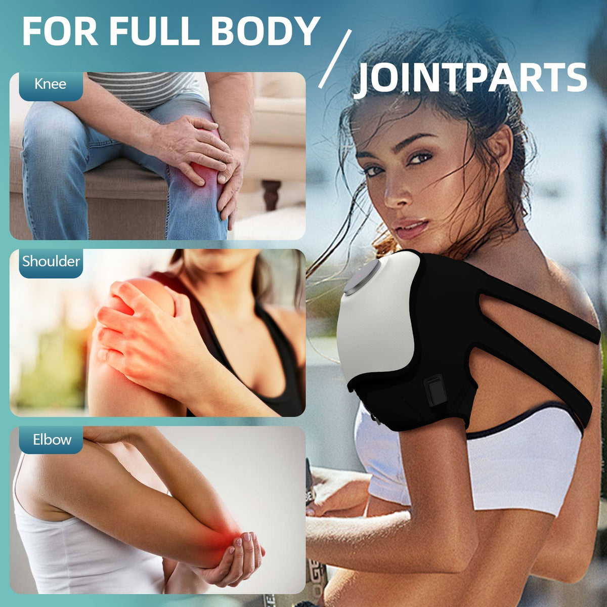 Masseur 4-en-1 pour genou arthrosique - Chaleur, air et lumière rouge
