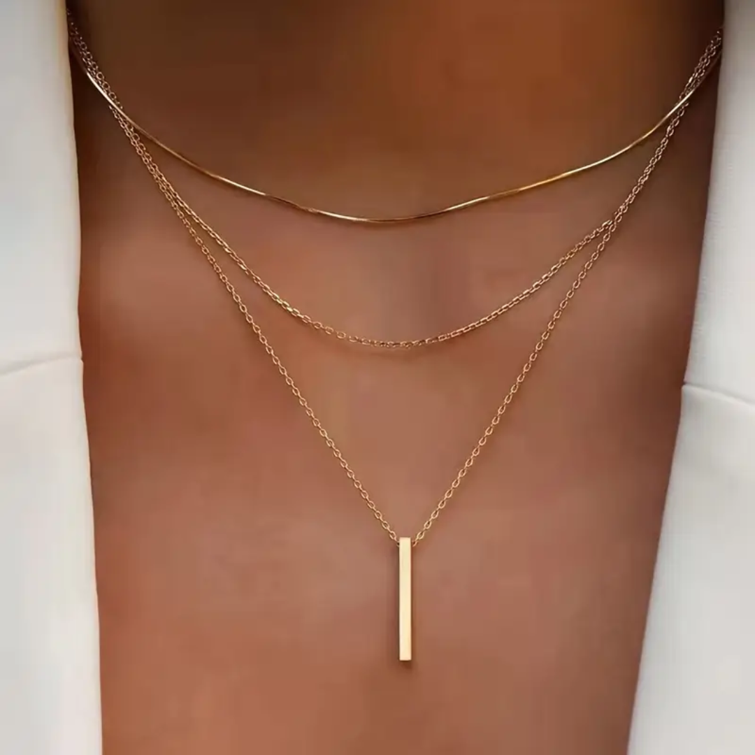Axis Layered Necklace — Three-Tier Adjustable Bar Chains