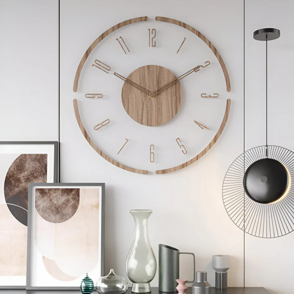 Volnox 30 Cm Μοντέρνο αθόρυβο ρολόι τοίχου — Ακρυλικό και ξύλο