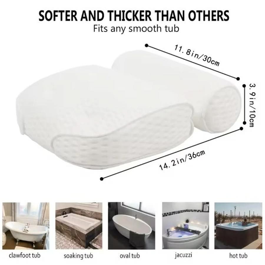 Almofada de banho ergonómica ZenNest ErgoRelax — apoio ergonómico para o pescoço e as costas