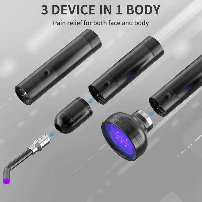Dispositivo AuroraBeam per terapia orale a luce rossa — portatile 3-in-1