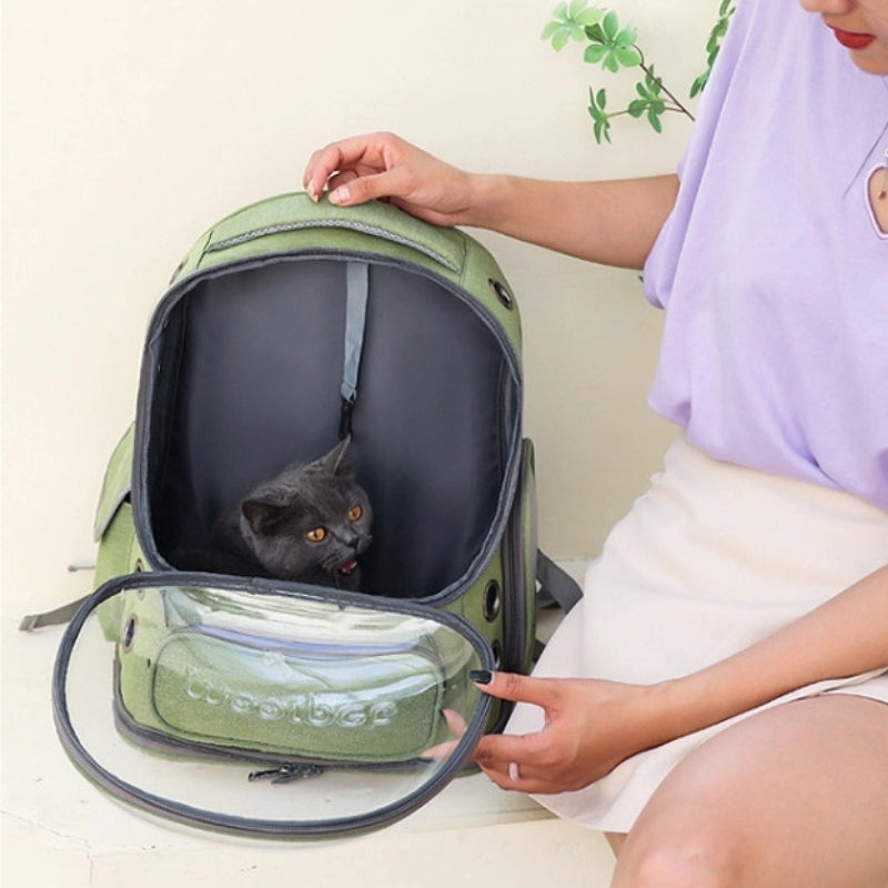 Mochila transportadora transparente para animais AeroPaw - Visibilidade de 360°, ventilada