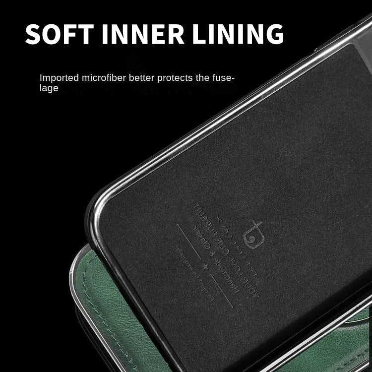 Coque iPhone LuxeLeather avec support métallique - prise magnétique, protection de l'appareil photo 9H