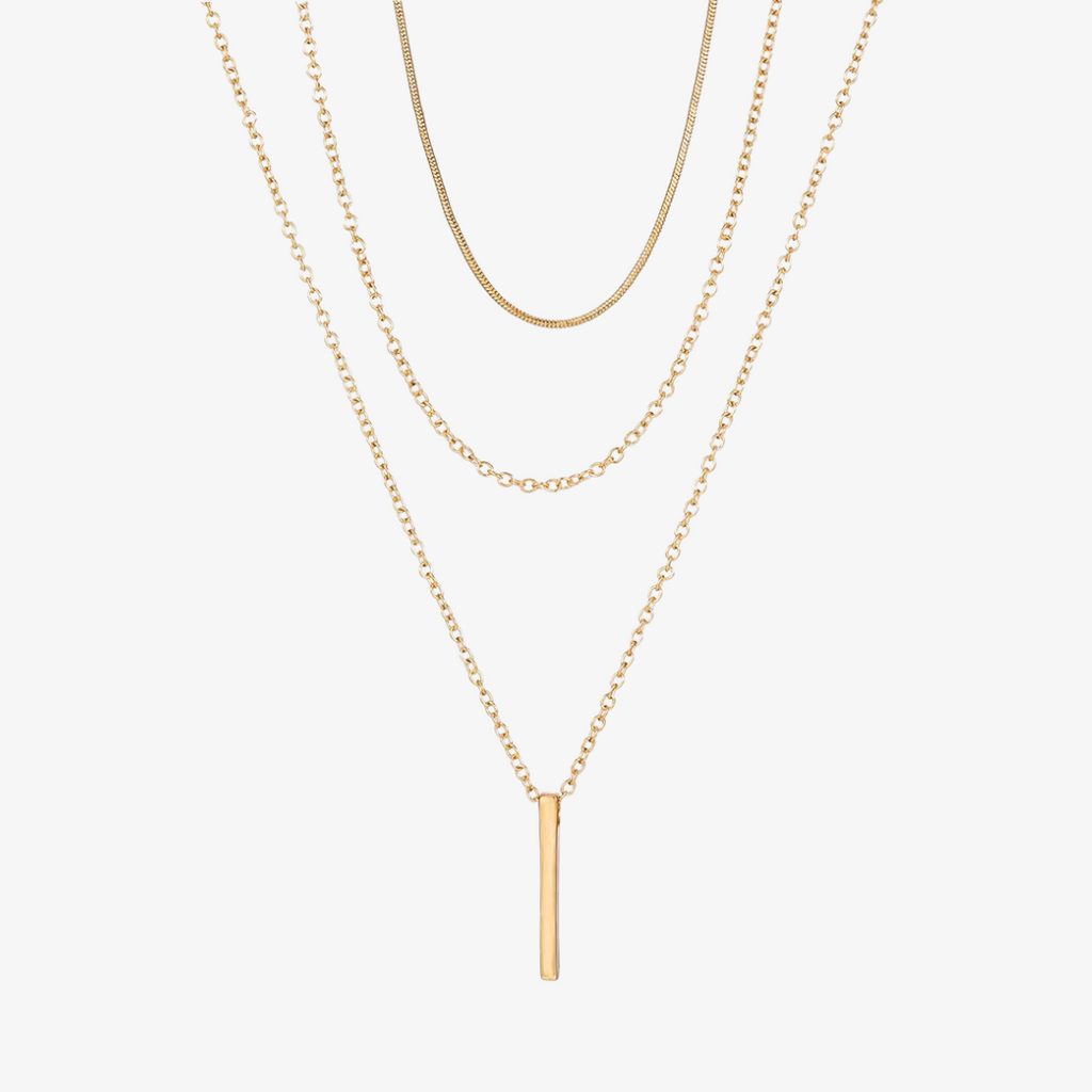Axis Layered Necklace — Three-Tier Adjustable Bar Chains