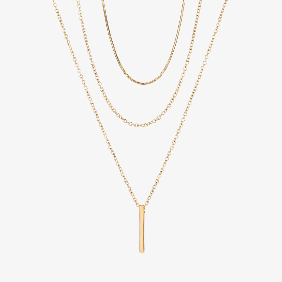 Axis Layered Necklace — Three-Tier Adjustable Bar Chains