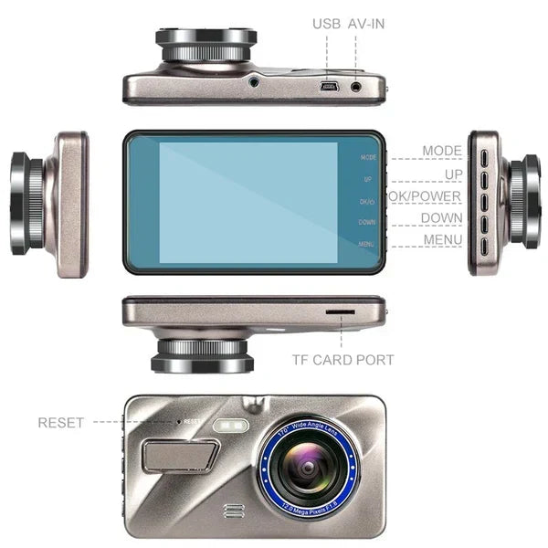 Διπλή κάμερα ταμπλό 1080p, εμπρός/πίσω, IPS 4.0 ιντσών, γωνία 170°