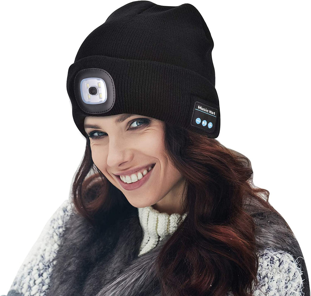 Čepice s Bluetooth 5.0, světlem a bezdrátovými sluchátky