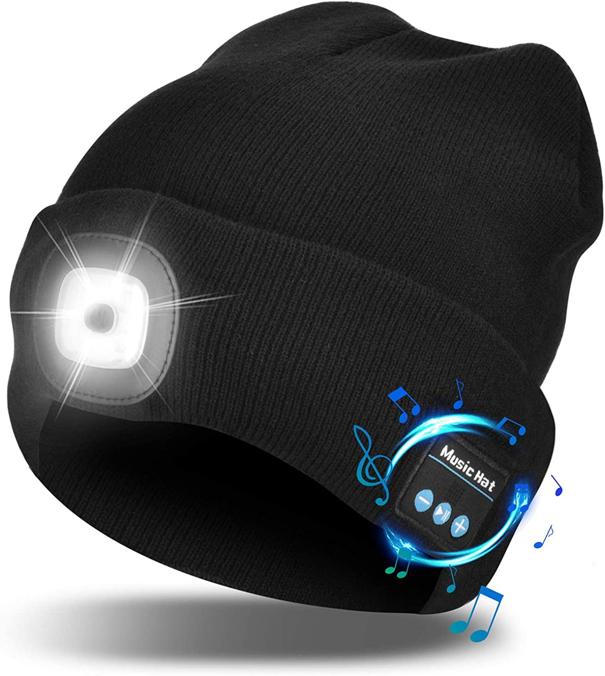 Čepice s Bluetooth 5.0, světlem a bezdrátovými sluchátky