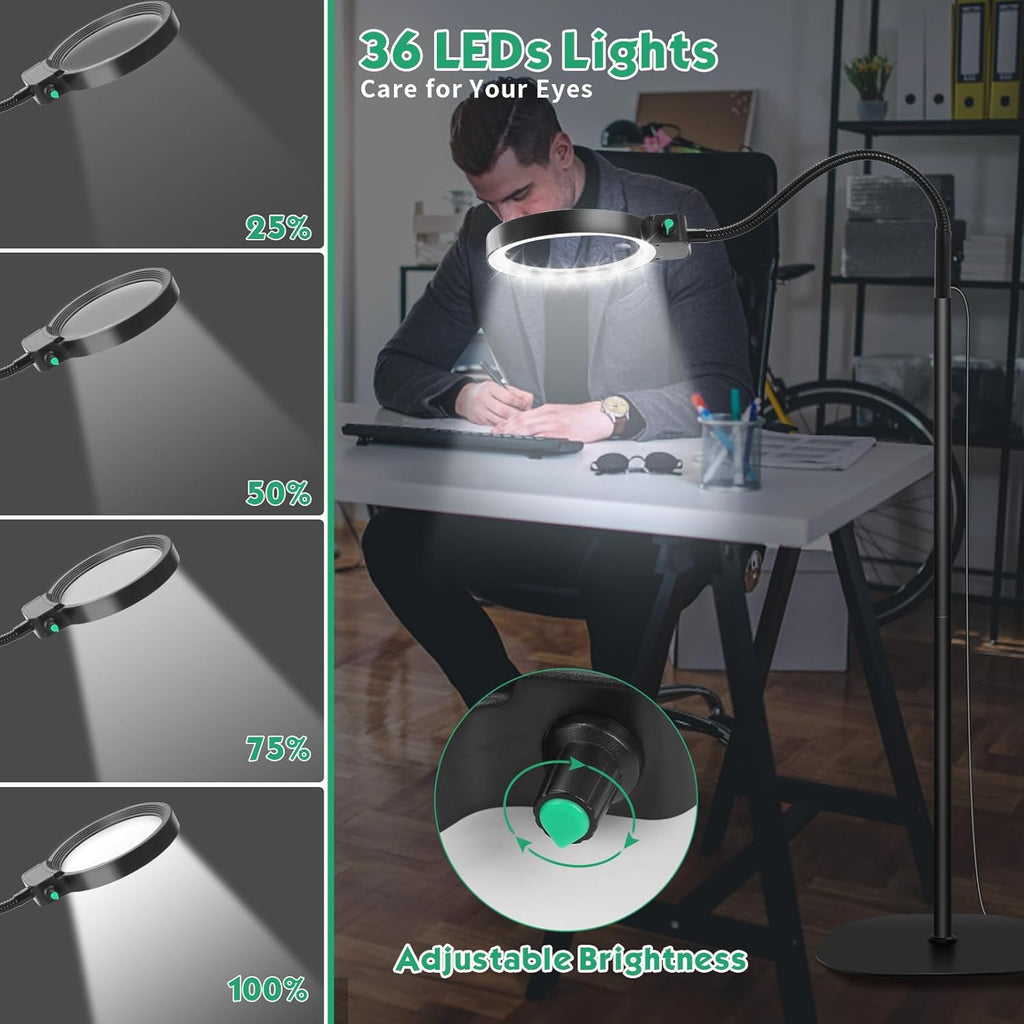 LED-es nagyító - 10X és 30X nagyítás, állítható hattyúnyak, 6 hüvelykes látómező