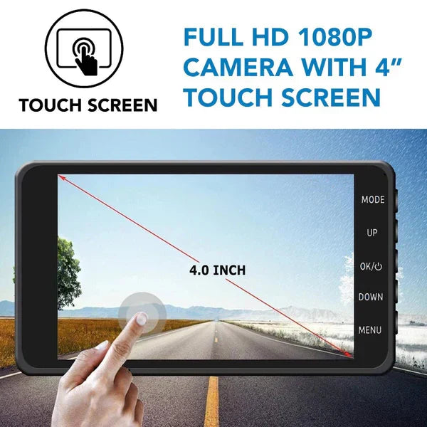 Διπλή κάμερα ταμπλό 1080p, εμπρός/πίσω, IPS 4.0 ιντσών, γωνία 170°