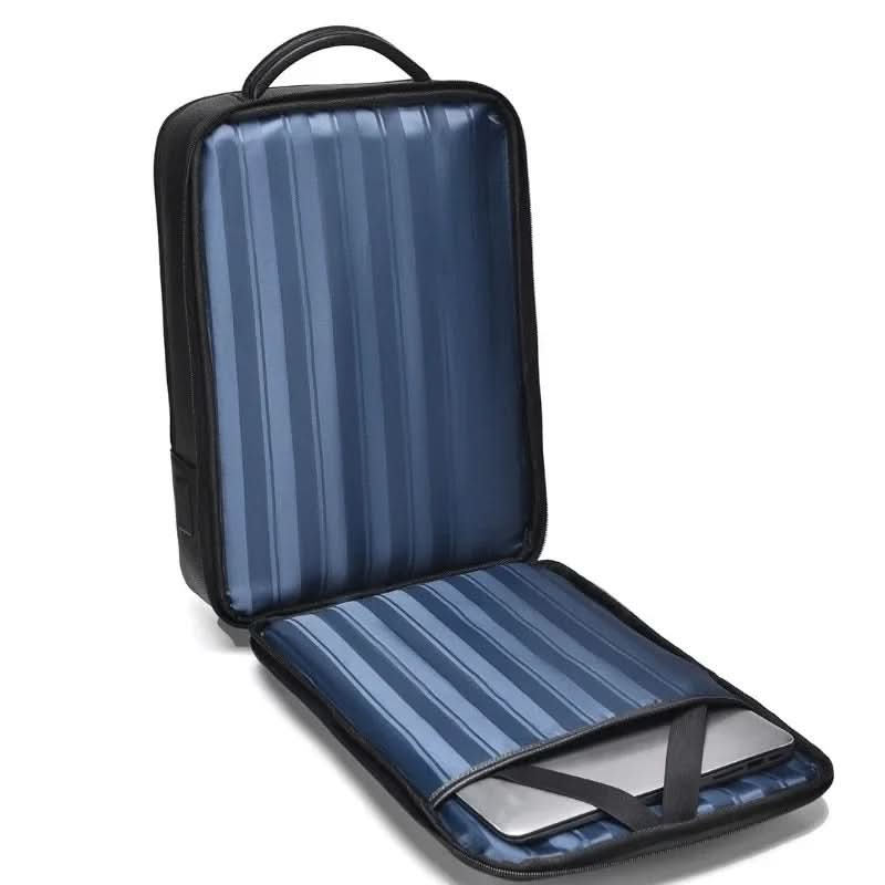 Bőr hátizsák 15.6 hüvelykes laptophoz — USB-port, fekete