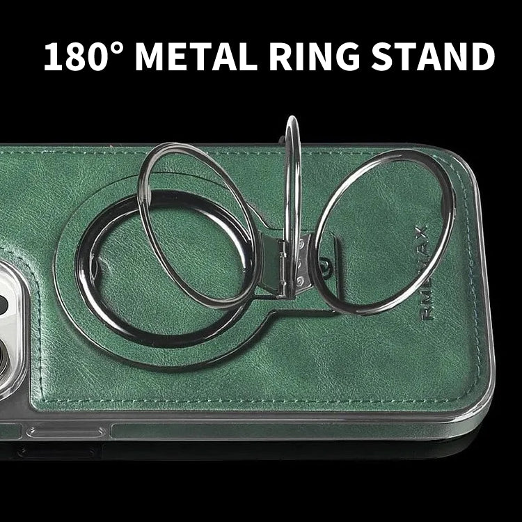 Coque iPhone LuxeLeather avec support métallique - prise magnétique, protection de l'appareil photo 9H