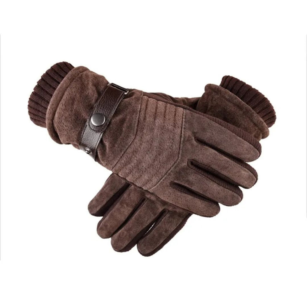 Men's Touch Screen Winter Gloves — Warmth, Genuine Leather Strap