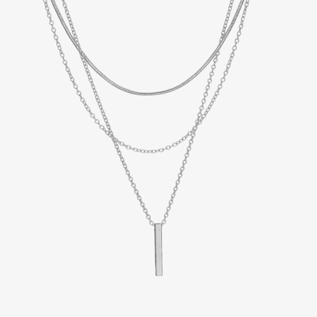 Axis Layered Necklace — Three-Tier Adjustable Bar Chains