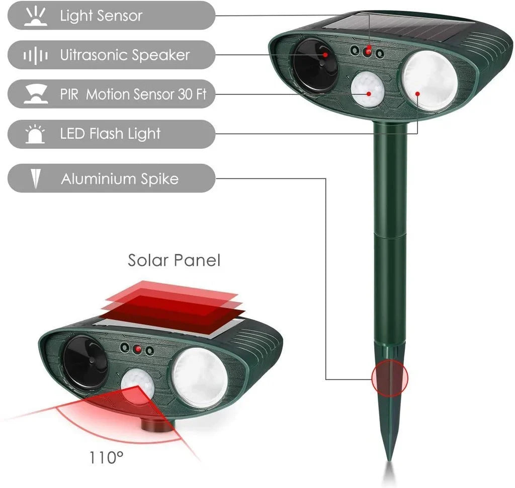 Dissuasore ultrasonico per cervi a energia solare — ad azione rapida, efficace entro 48 ore