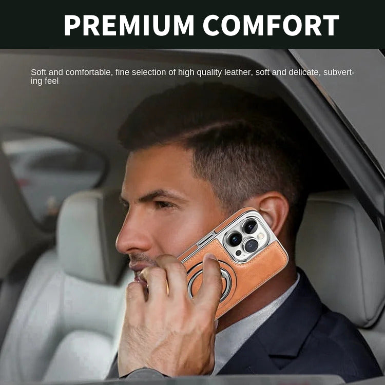 Coque iPhone LuxeLeather avec support métallique - prise magnétique, protection de l'appareil photo 9H