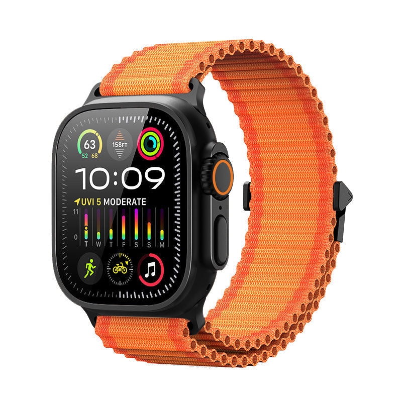 OFF-ROAD gewebtes Apple-Watch-Armband mit doppelter Lage, elastische Schnalle
