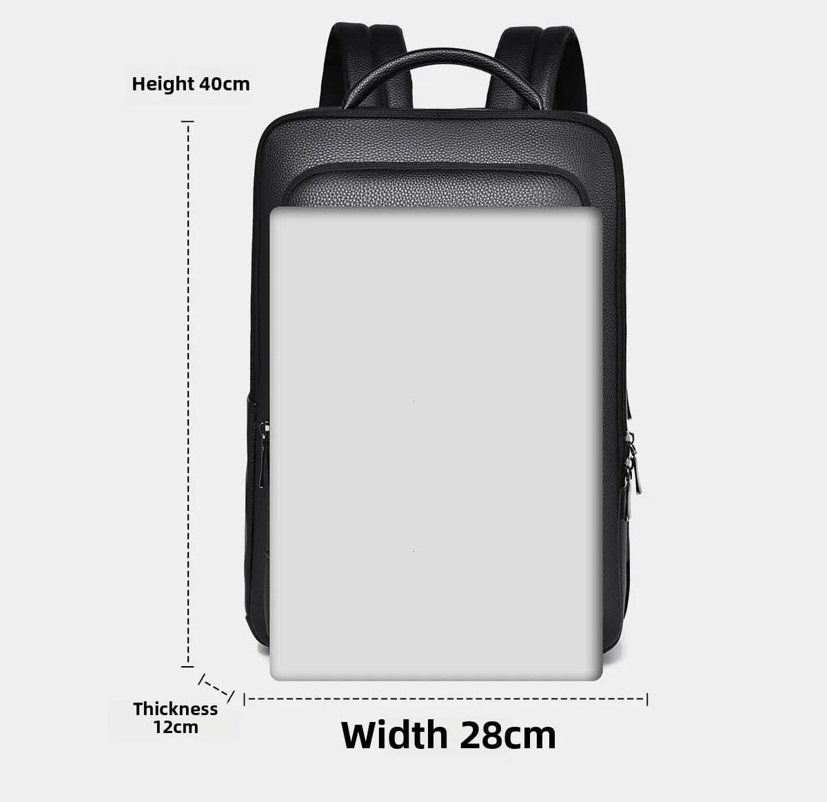 Bőr hátizsák 15.6 hüvelykes laptophoz — USB-port, fekete