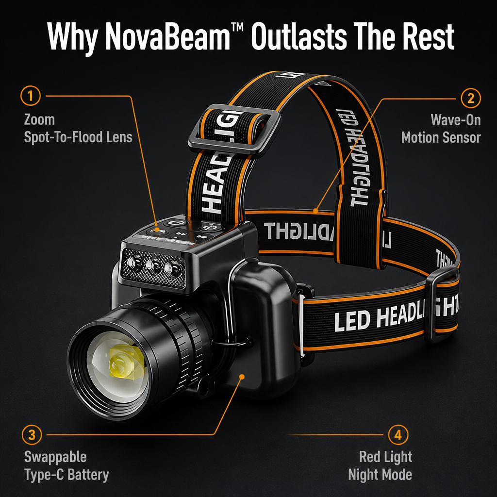NovaBeam | Ovládněte noc s neúnavným osvětlením bez použití rukou | livraina