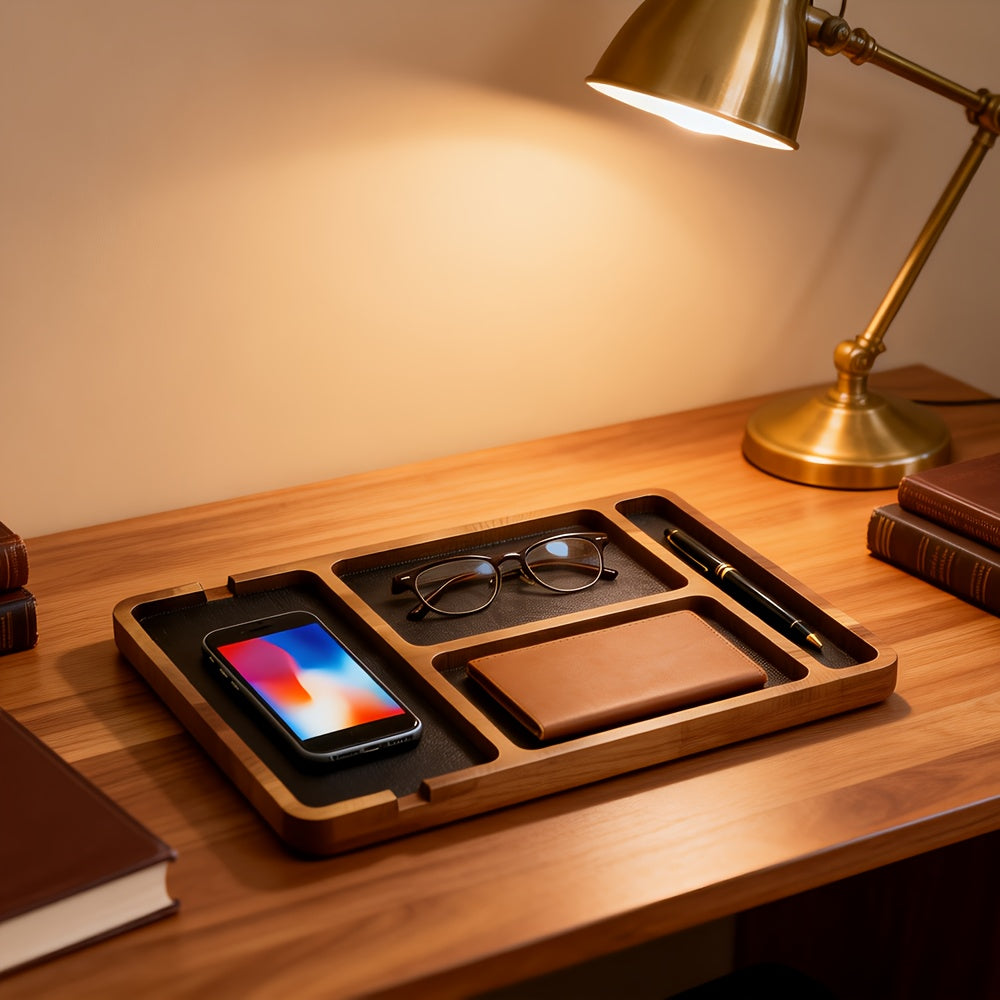 NaturalWood skrivebordsorganizer – løft din arbejdsplads | livraina