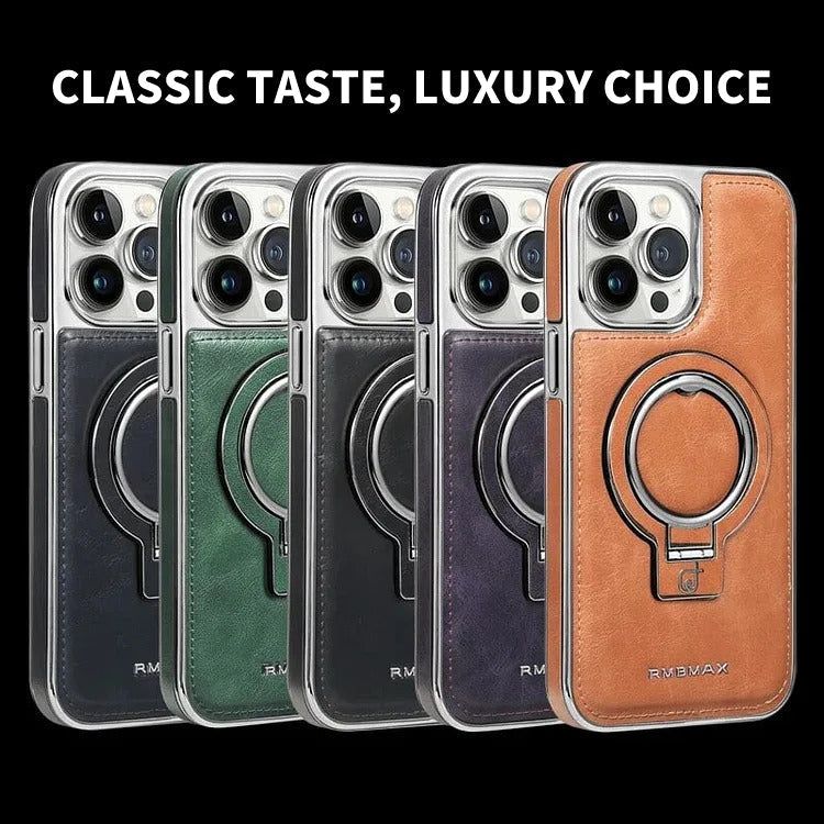 Coque iPhone LuxeLeather avec support métallique - prise magnétique, protection de l'appareil photo 9H