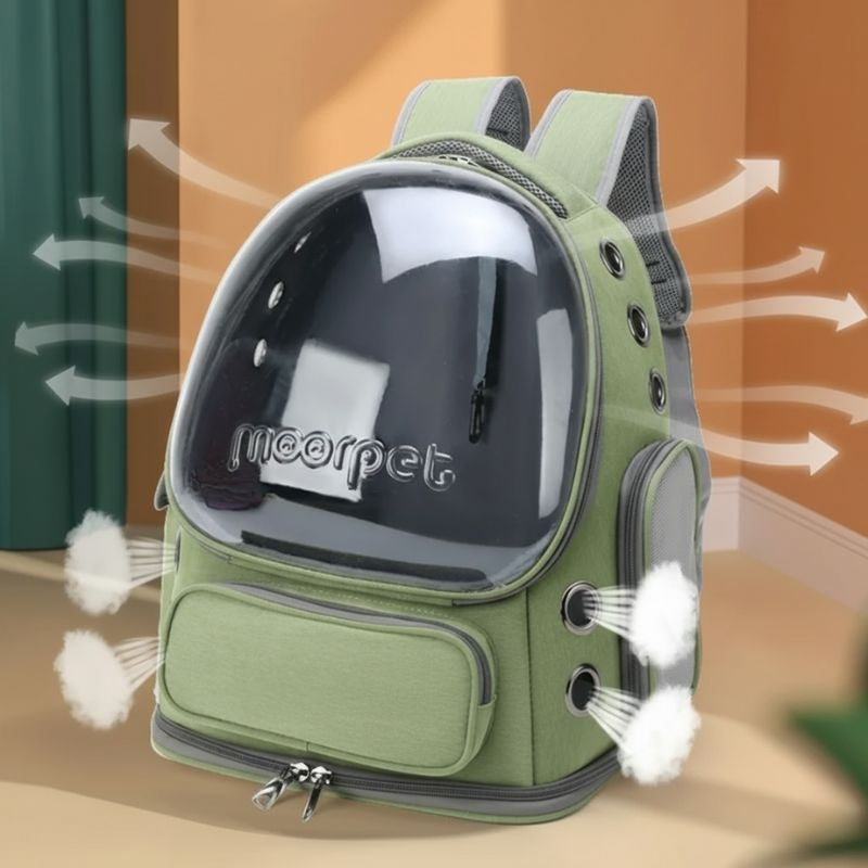 Mochila transportadora transparente para animais AeroPaw - Visibilidade de 360°, ventilada