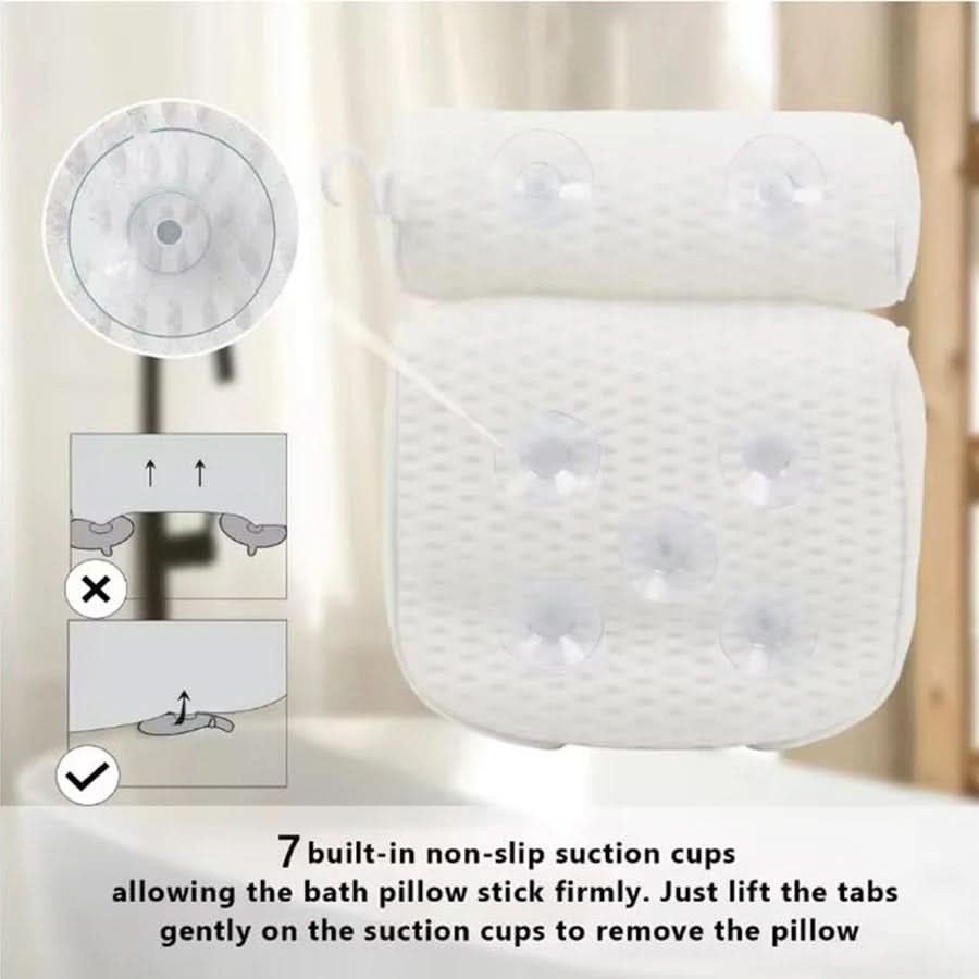 Almofada de banho ergonómica ZenNest ErgoRelax — apoio ergonómico para o pescoço e as costas