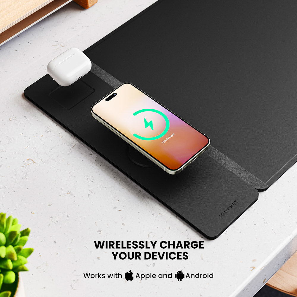 Tapis de bureau de recharge sans fil NovaCharge — Deux zones de charge rapide