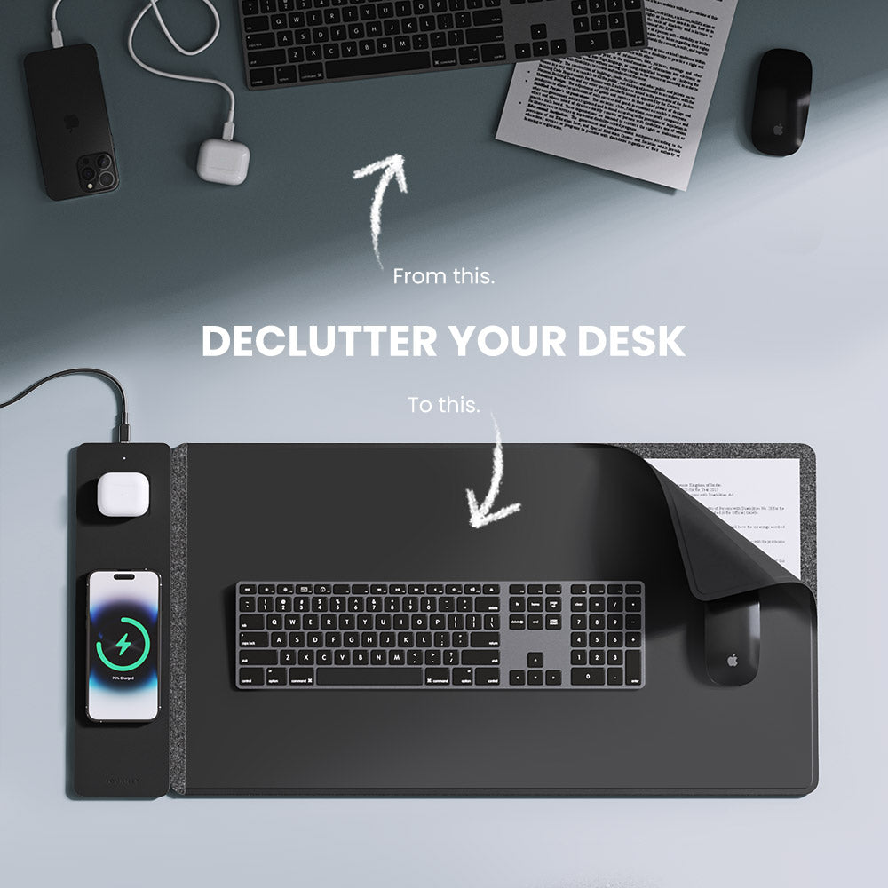 Tapis de bureau de recharge sans fil NovaCharge — Deux zones de charge rapide