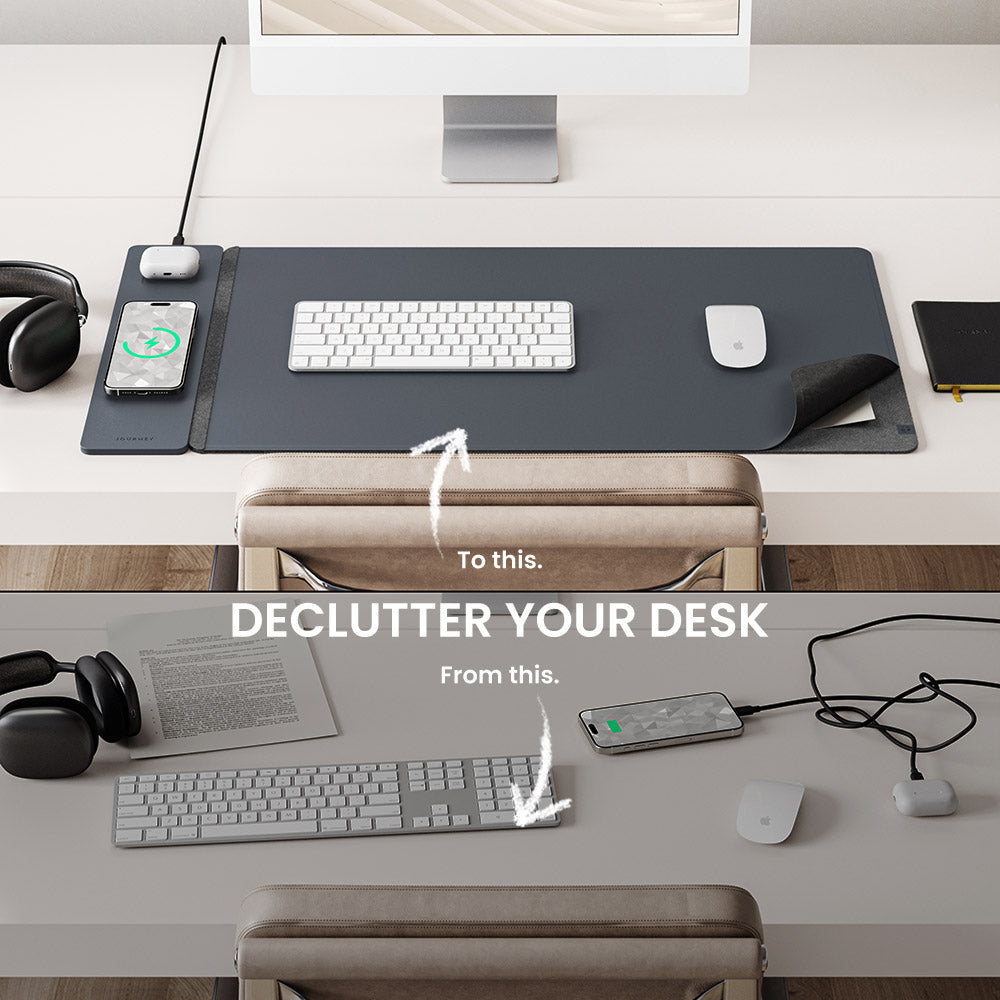 Tapis de bureau de recharge sans fil NovaCharge — Deux zones de charge rapide