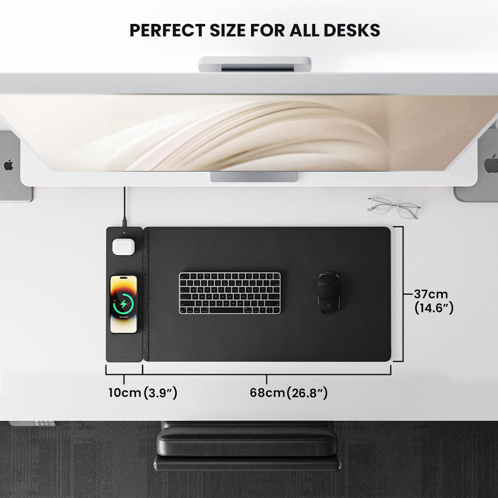 Tapis de bureau de recharge sans fil NovaCharge — Deux zones de charge rapide