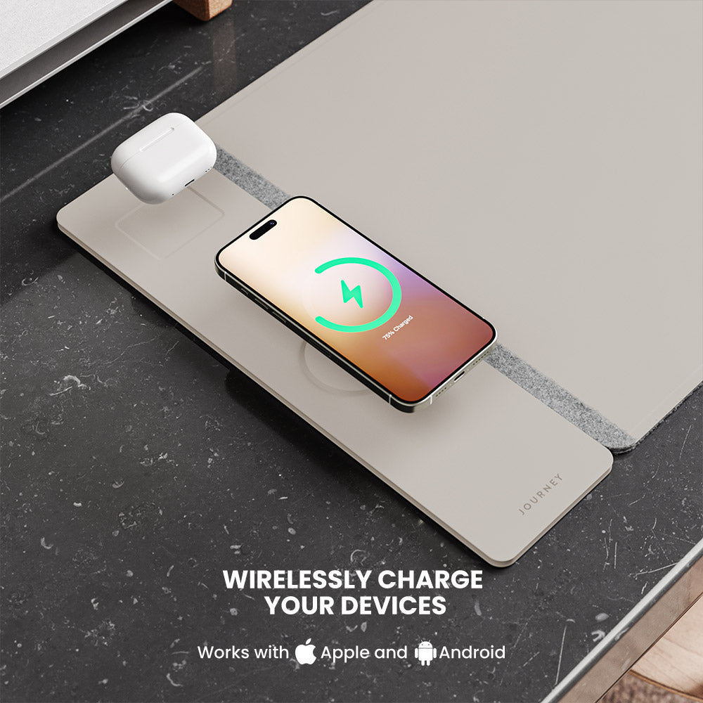 Tapis de bureau de recharge sans fil NovaCharge — Deux zones de charge rapide