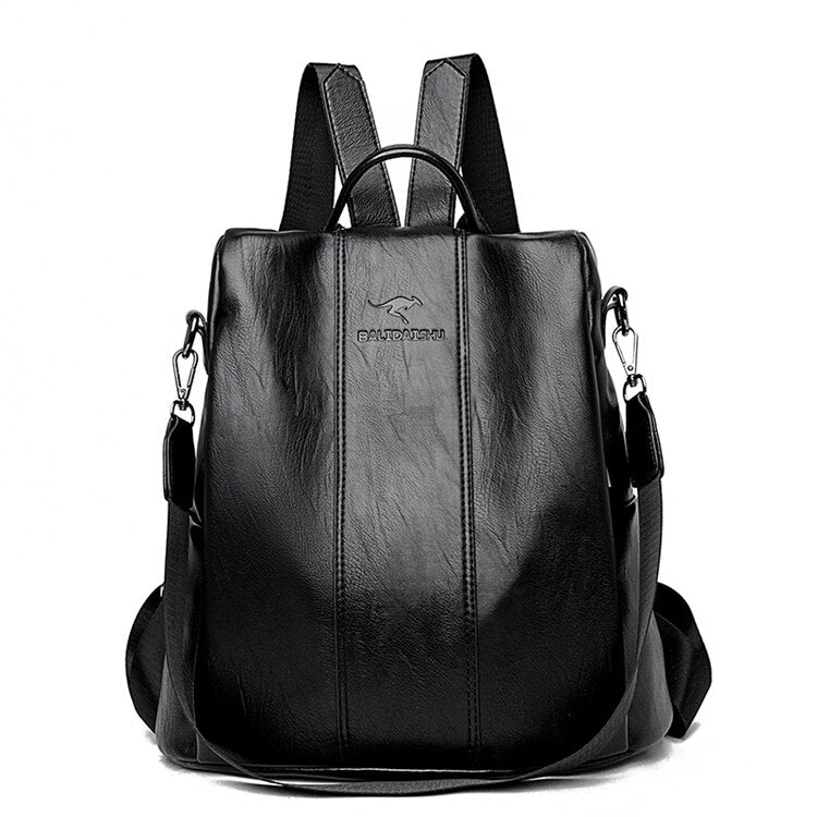 Women's Classic Vintage Leather Backpack — Anti-Theft Design