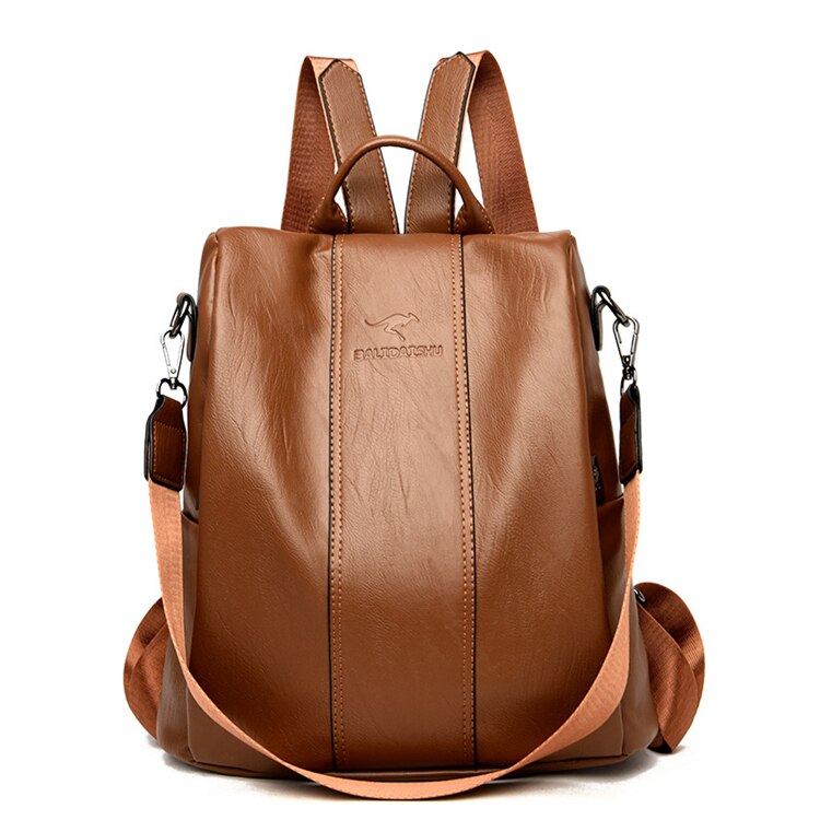 Women's Classic Vintage Leather Backpack — Anti-Theft Design