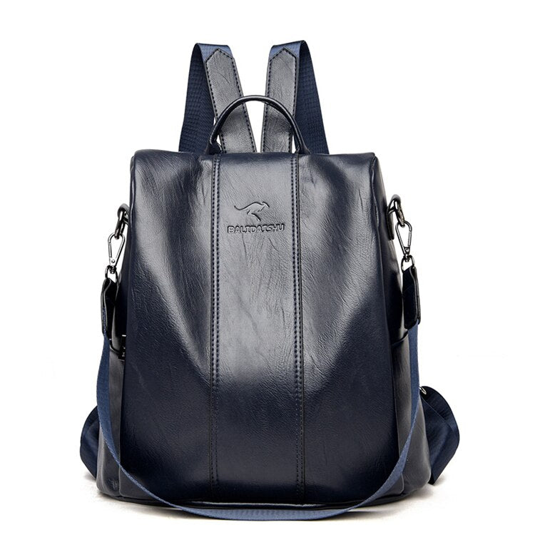 Women's Classic Vintage Leather Backpack — Anti-Theft Design