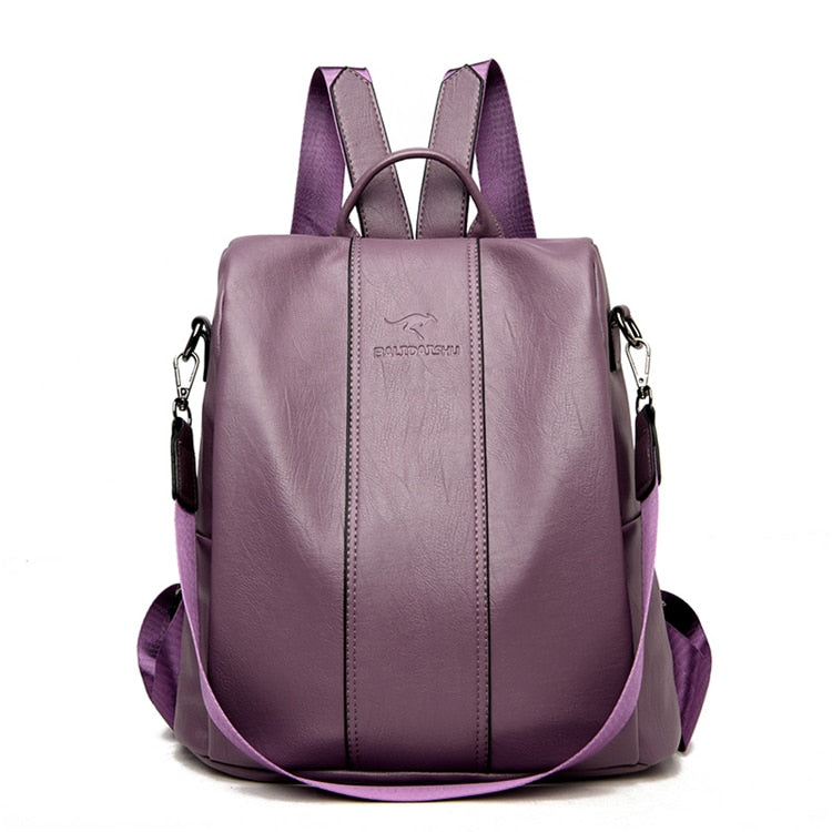 Women's Classic Vintage Leather Backpack — Anti-Theft Design