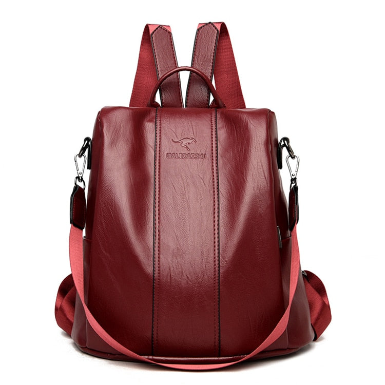 Women's Classic Vintage Leather Backpack — Anti-Theft Design