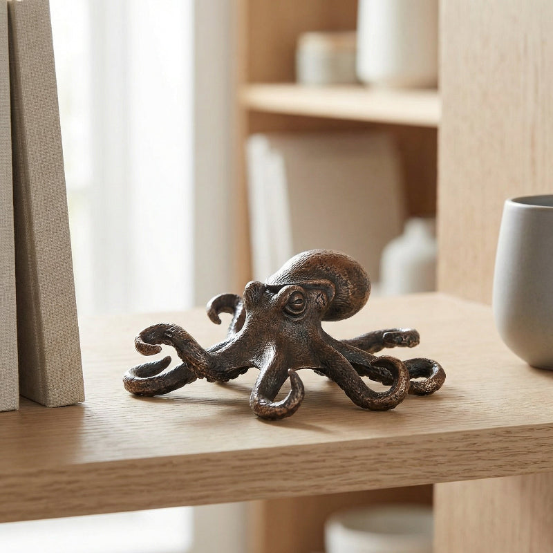 Ocean Elegance – dekorativ skulptur av hantverksmässig koppar med bläckfiskmotiv | livraina