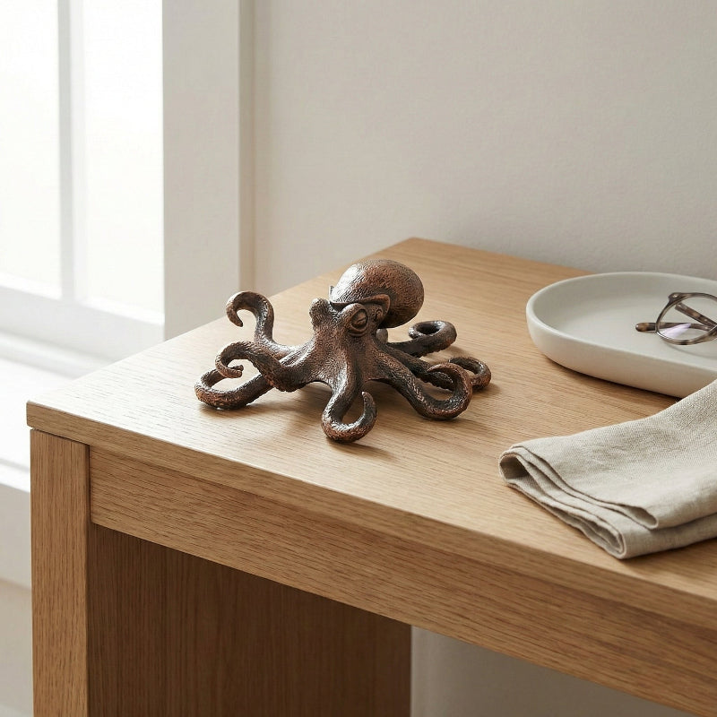 Ocean Elegance – dekorativ skulptur av hantverksmässig koppar med bläckfiskmotiv | livraina