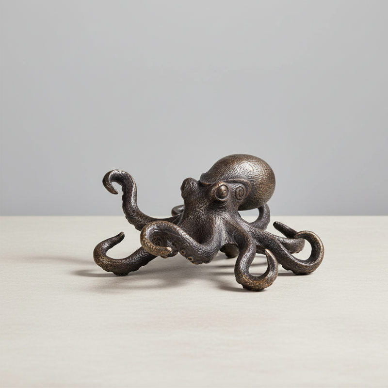 Ocean Elegance – dekorativ skulptur av hantverksmässig koppar med bläckfiskmotiv | livraina