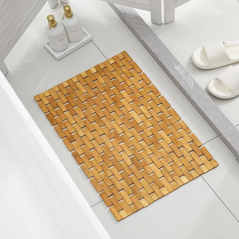Natuurlijke bamboe-badmat met opvouwbaar ontwerp voor stabiliteit | livraina