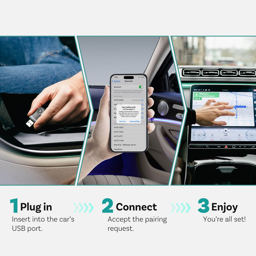 محوّل لاسلكي صغير لـ CarPlay وAndroid Auto - ترقية دون أسلاك